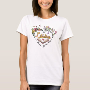 Camiseta Bibliotecario compasivo - Diseño de Corazón Floral