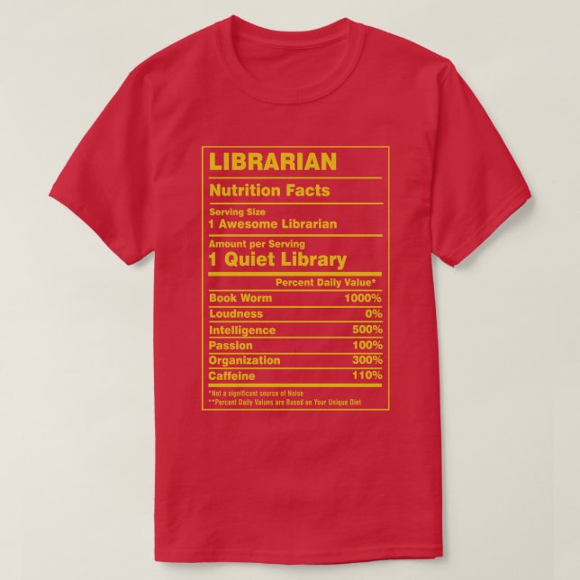 Camiseta Bibliotecario de datos sobre nutrición (Diseño del anverso)
