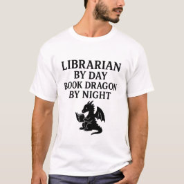 Camiseta Bibliotecario de día, dragón de libros de noche.