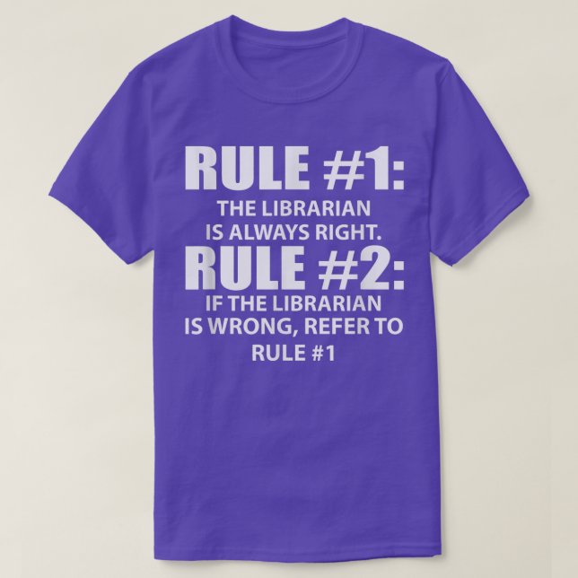 Camiseta Bibliotecario De Las Reglas De La Biblioteca Siemp (Diseño del anverso)