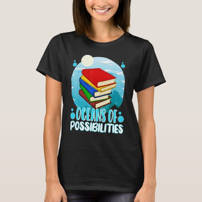 Camiseta Bibliotecario De Summer Reading 2022 Oceans Of Pos (Anverso)