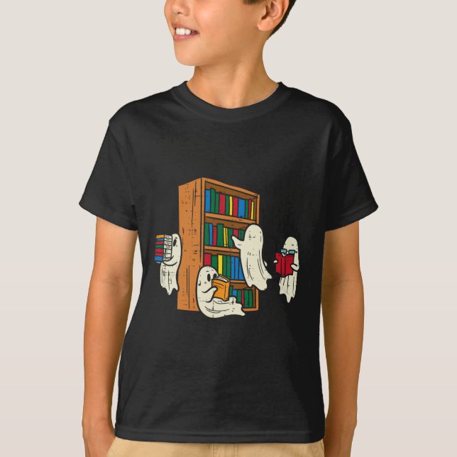 Camiseta Bibliotecario Halloween B de docente que lee libro (Anverso)