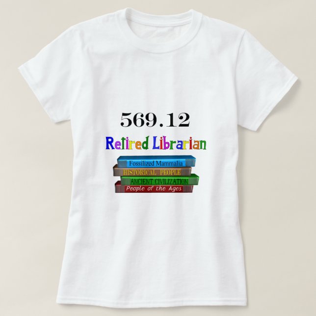 Camiseta Bibliotecario jubilado 569,0 (sistema decimal de (Diseño del anverso)