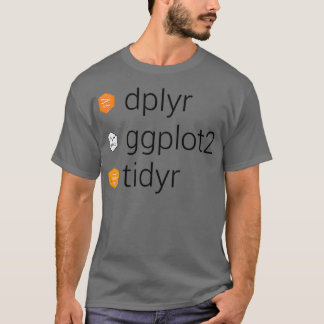 Camiseta Bibliotecas de tiverso dplyr ggplot2 tidyr