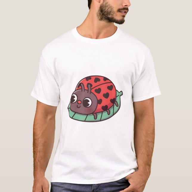 Camiseta Bicho De Ladybug Con Puntos Del Corazón Negro (Anverso)