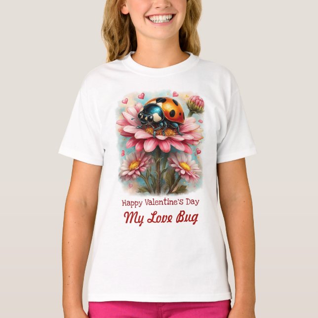 Camiseta Bicho de San Valentín en Rosa Florida (Anverso)