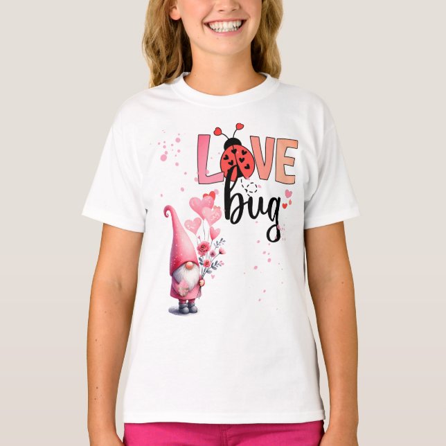 Camiseta Bicho del Amor -- Gnomo, Flores, Globos (Anverso)
