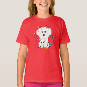 Camiseta Bichon Frise con las luces de navidad