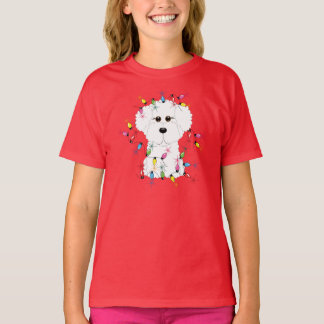 Camiseta Bichon Frise con las luces de navidad