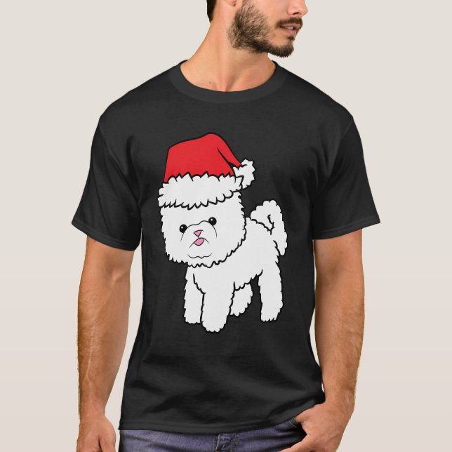 Camiseta Bichon Frise Dog Con Navidades De Santa Hat Bichon (Anverso)