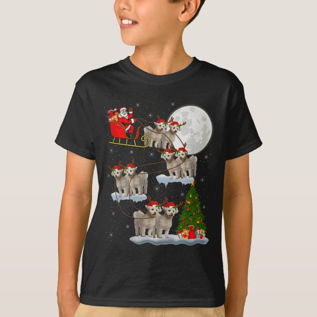 Camiseta Bichon Frise Dog Santa Sleigh Flying Funny Magical (Anverso)