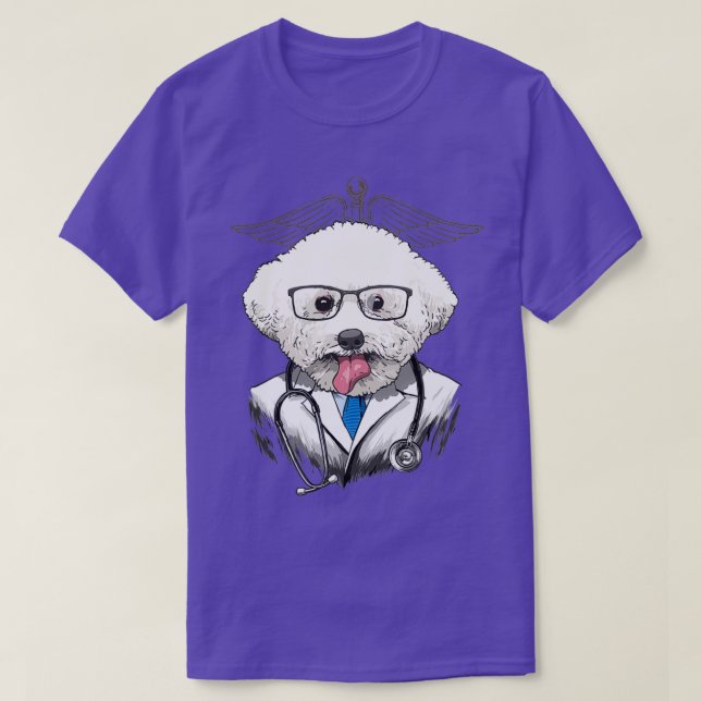 Camiseta Bichon Frise Dogtor Vet Veterinario Perro Médica (Diseño del anverso)