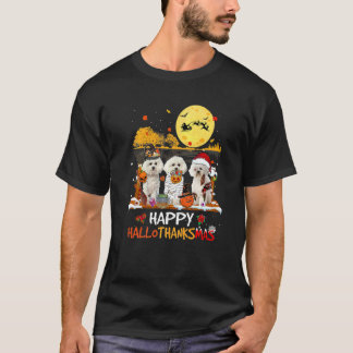 Camiseta Bichon Frise Feliz Hallothanksmas Halloween Día de