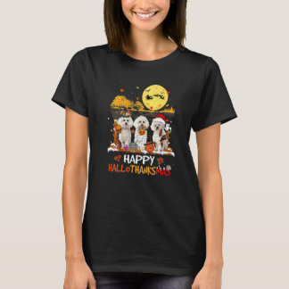 Camiseta Bichon Frise Feliz Hallothanksmas Halloween Día de
