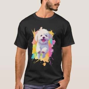 Camiseta Bichon Frise Lovers Colorido Splash Art Bichon Fri