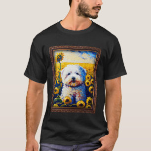 Camiseta Bichon Frise Pintando Flor De Girasol Mamá Mujeres