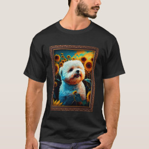 Camiseta Bichon Frise Pintando Flor De Girasol Mamá Mujeres