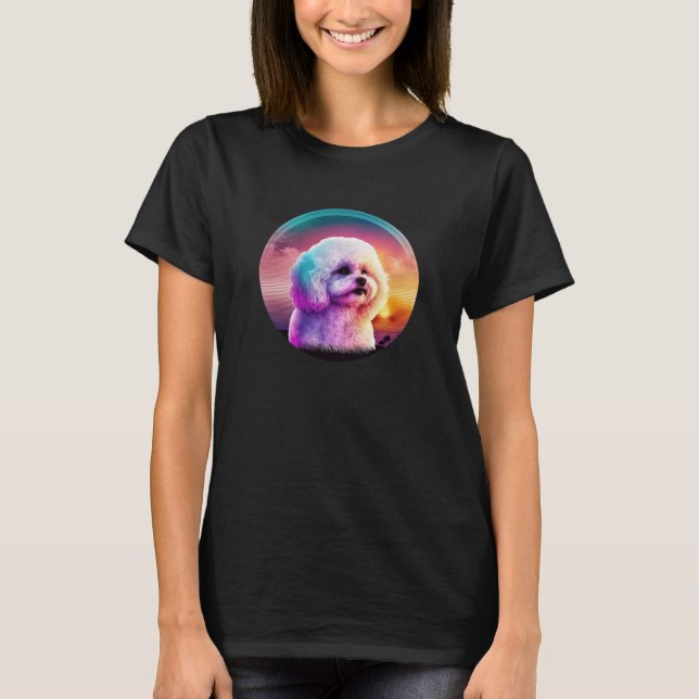 Camiseta Bichon Frise Synthwave 80s Retrowave Aesthetic  1 (Anverso)