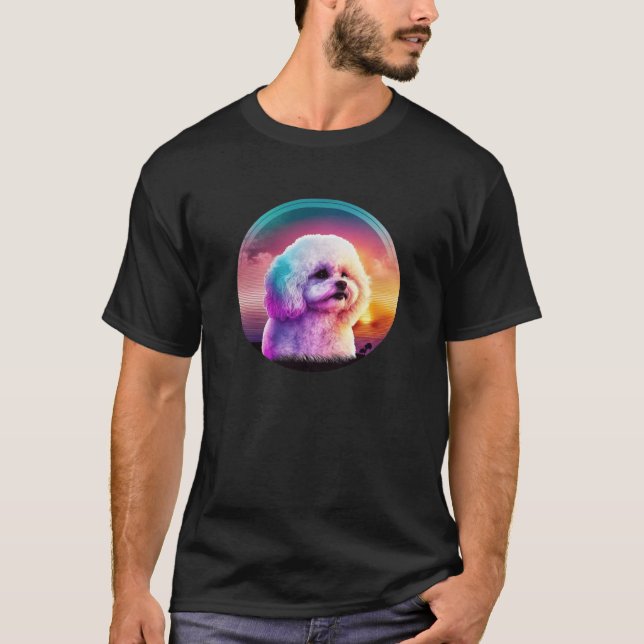 Camiseta Bichon Frise Synthwave 80s Retrowave Aesthetic  1 (Anverso)