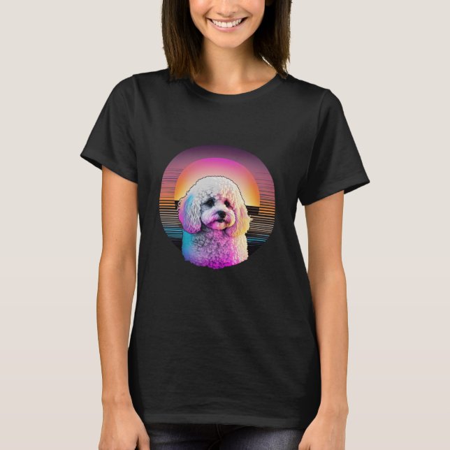 Camiseta Bichon Frise Synthwave 80s Retrowave Aesthetic  2 (Anverso)