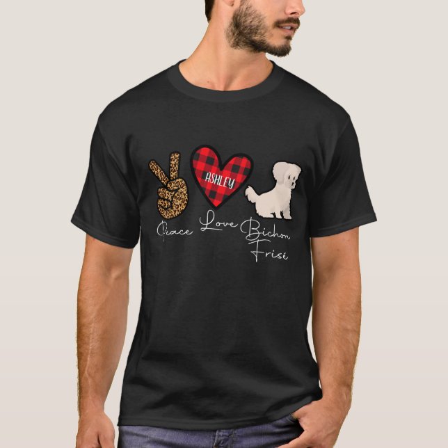 Camiseta Bichon Frisé Tocó Paz Amor Perro Cute (Anverso)