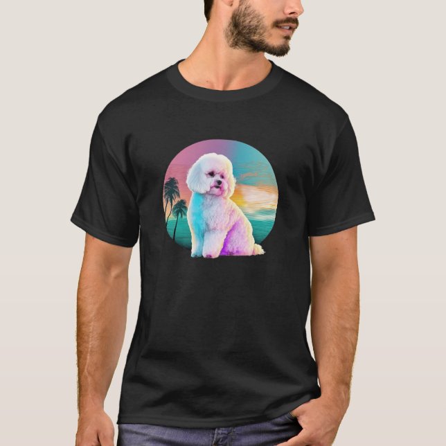 Camiseta Bichon Frise Vaporwave Retrowave Aesthetic (Anverso)