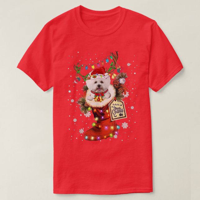 Camiseta Bichon Frise Xmas Navidades de arranque sacuden ni (Diseño del anverso)