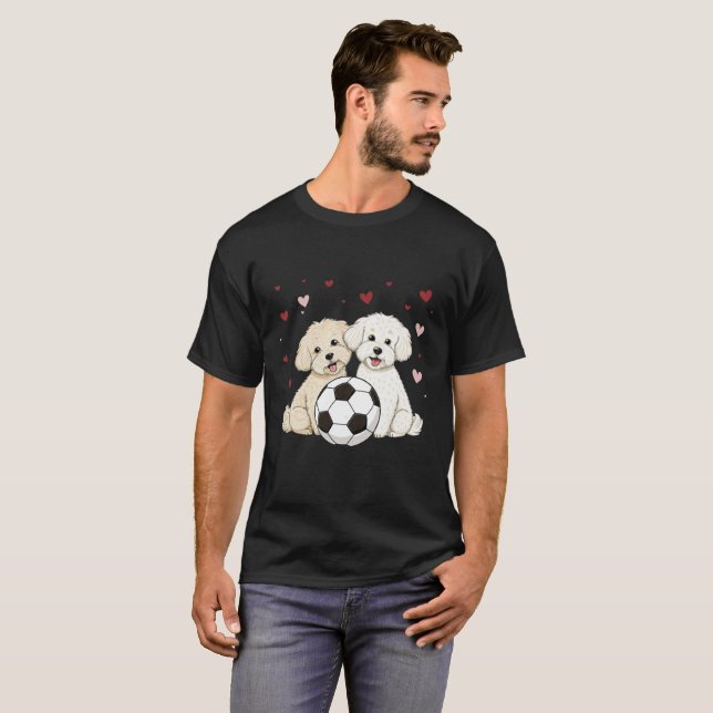Camiseta Bichón Maltés with soccer ball for Valentine's Day (Anverso completo)
