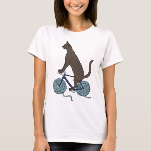 Camiseta Bici del montar a caballo del gato con las ruedas