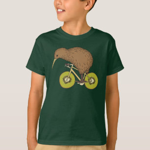 Camiseta Bici del montar a caballo del kiwi con las ruedas