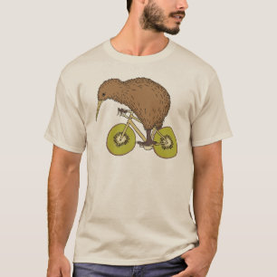 Camiseta Bici del montar a caballo del kiwi con las ruedas