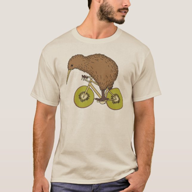 Camiseta Bici del montar a caballo del kiwi con las ruedas (Anverso)