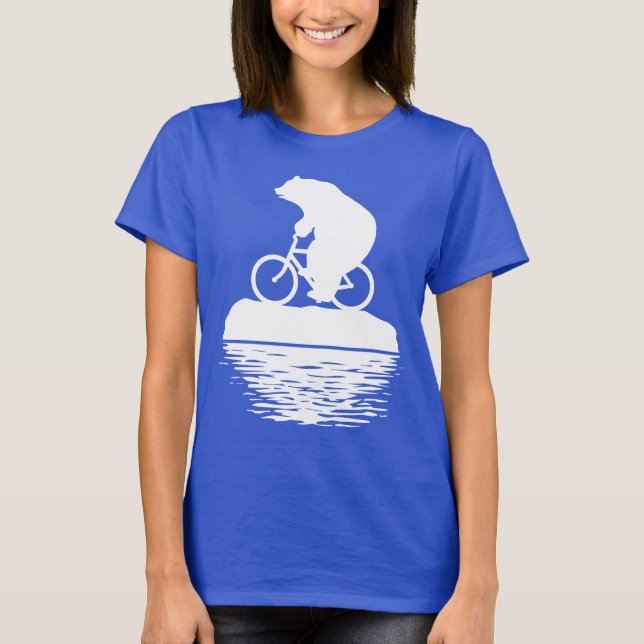 Camiseta Bici del montar a caballo del oso polar en la (Anverso)