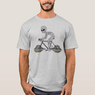Camiseta Bici extranjera gris del montar a caballo con las