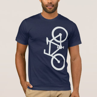 Camiseta Bici, silueta vertical, diseño blanco