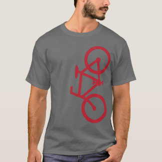 Camiseta Bici, silueta vertical, diseño rojo