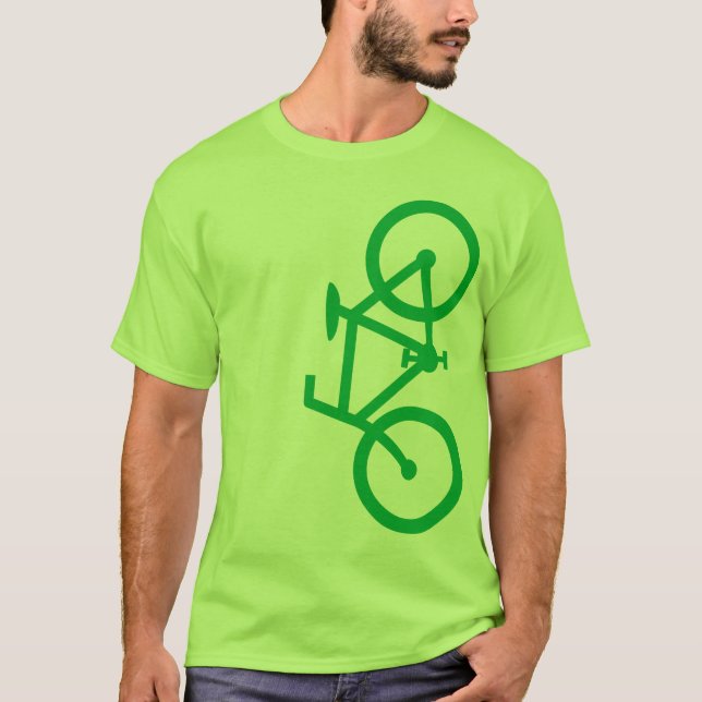 Camiseta Bici, silueta vertical, diseño verde (Anverso)