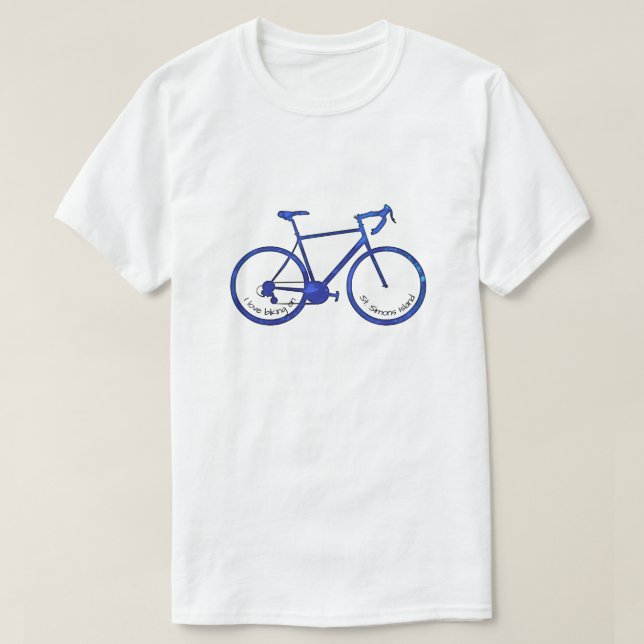 Camiseta Bicicleta Azul de St. Simons Island GA (Diseño del anverso)