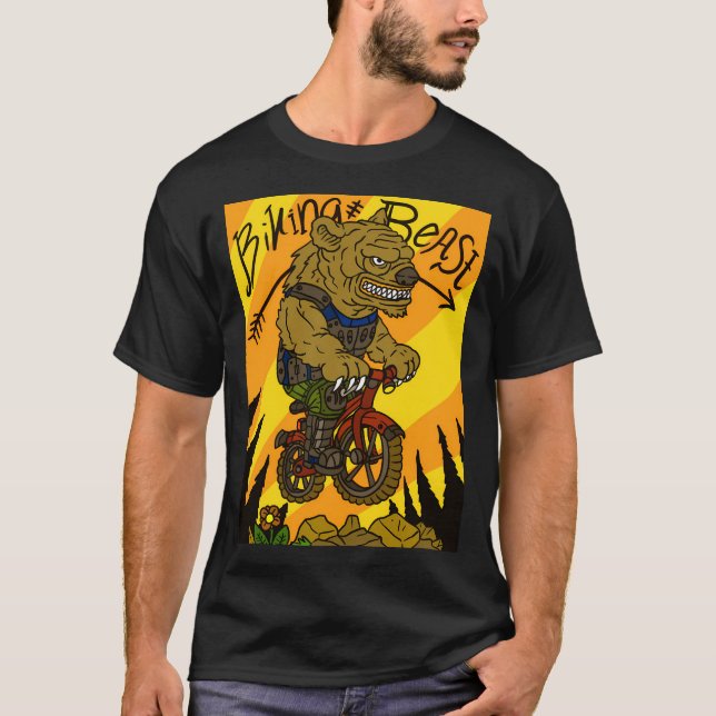 Camiseta Bicicleta Beast Mountain Biking Bear. Deportes de  (Anverso)