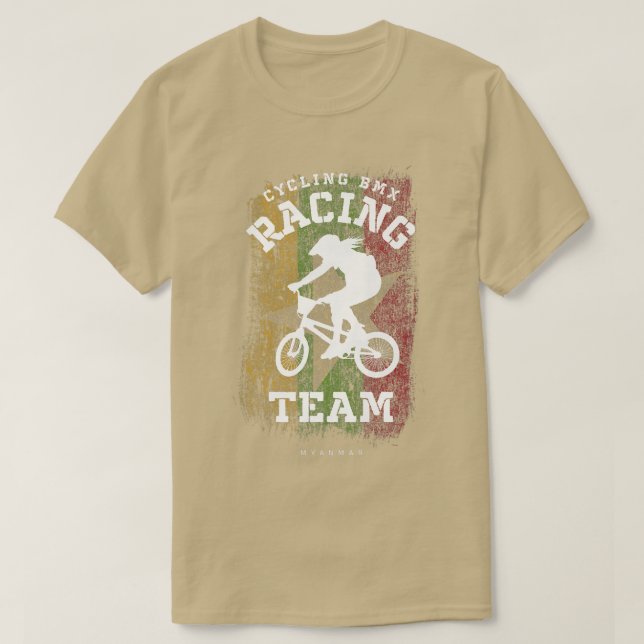 Camiseta Bicicleta BMX Myanmar Bandera Ciclismo Carreras (Diseño del anverso)