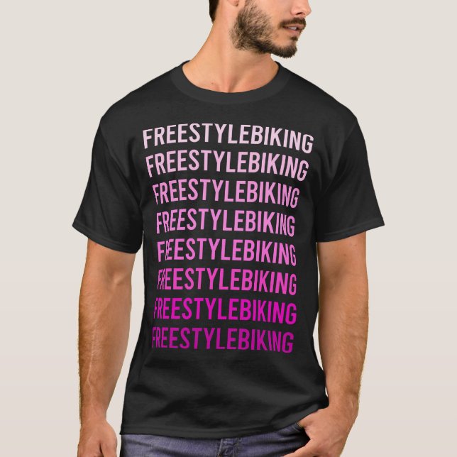 Camiseta Bicicleta de estilo libre de texto rosa (Anverso)