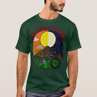 Camiseta Bicicleta de montaña con árboles en las montañas e