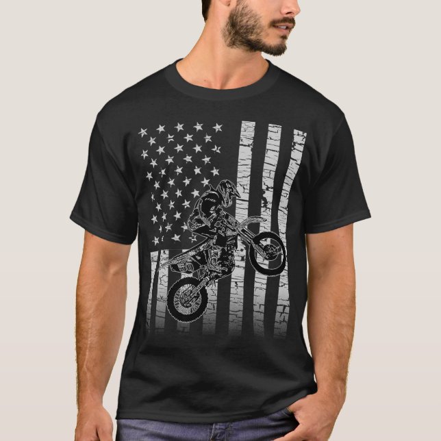 Camiseta Bicicleta de Motocross Dirt con bandera estadounid (Anverso)