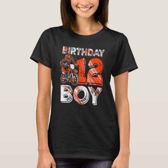 Camiseta Bicicleta Dirt 12th Birthday Dirtbike Motorcycle 2 (Anverso)