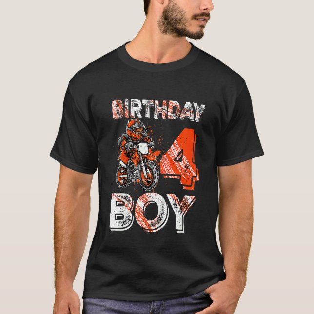 Camiseta Bicicleta Dirt Bike para niños 4º cumpleaños Dirtb (Anverso)