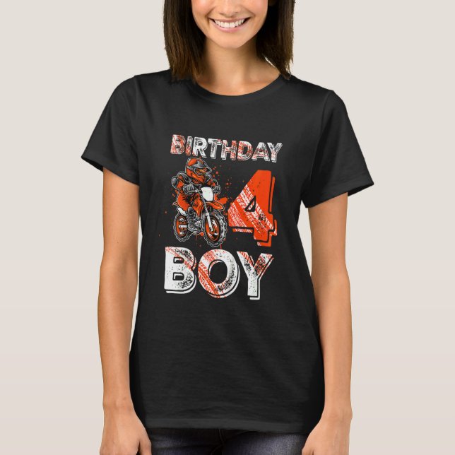 Camiseta Bicicleta Dirt Bike para niños 4º cumpleaños Dirtb (Anverso)