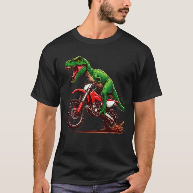 Camiseta Bicicleta Dirt Dinosaur Motocicleta Viajando Graci (Anverso)