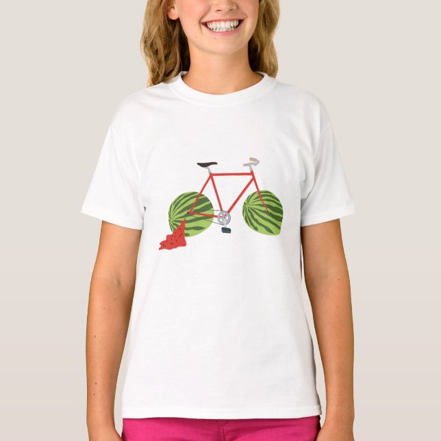 Camiseta Bicicleta divertida con ruedas de sandía (Anverso)