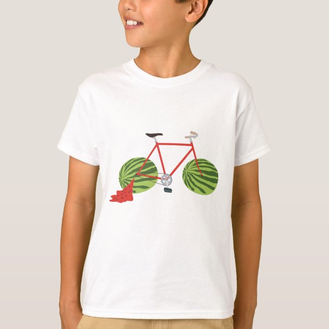 Camiseta Bicicleta divertida con ruedas de sandía (Anverso)