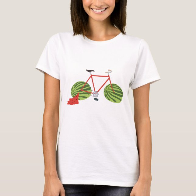 Camiseta Bicicleta divertida con ruedas de sandía (Anverso)